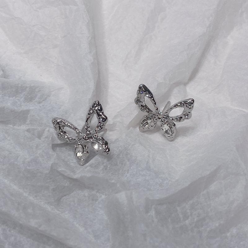 Butterfly pendant rhinestone earrings