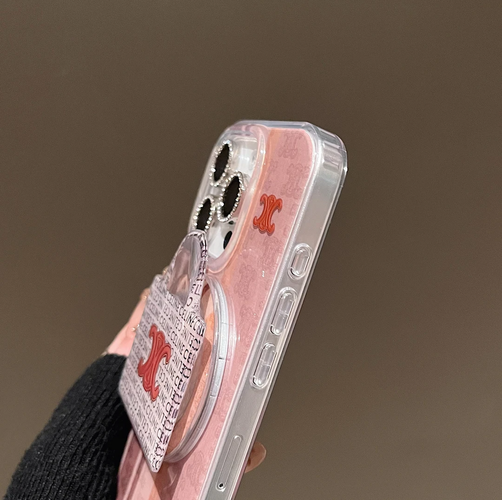 Custodia con supporto magnetico rosa per iPhone