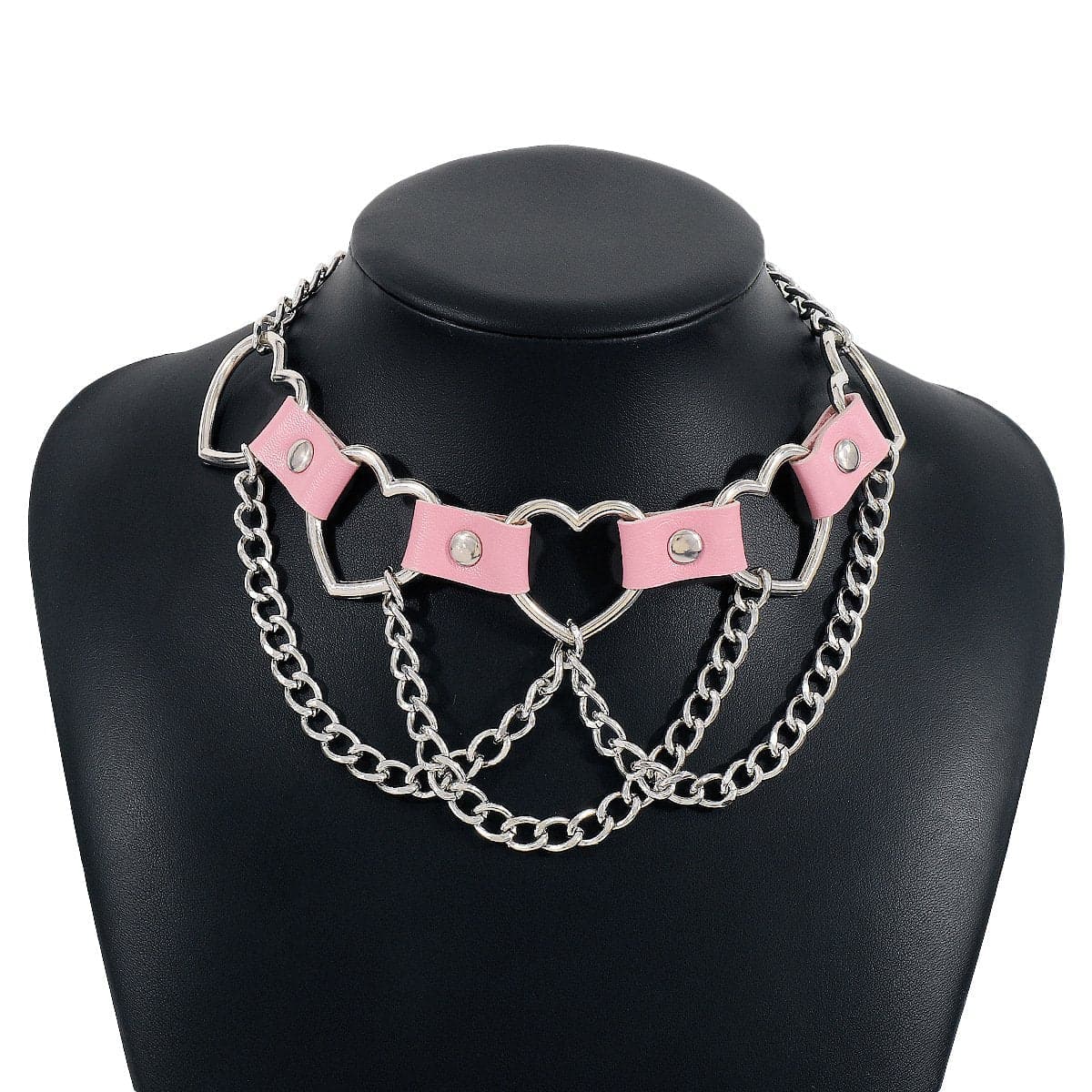Mehrreihige Halskette mit PU-Kette und Herzring 
