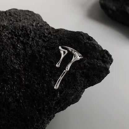 Irregular lava silver open ring