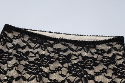 Completo gonna midi con scollo quadrato, schiena scoperta e bottoni in pizzo a contrasto 