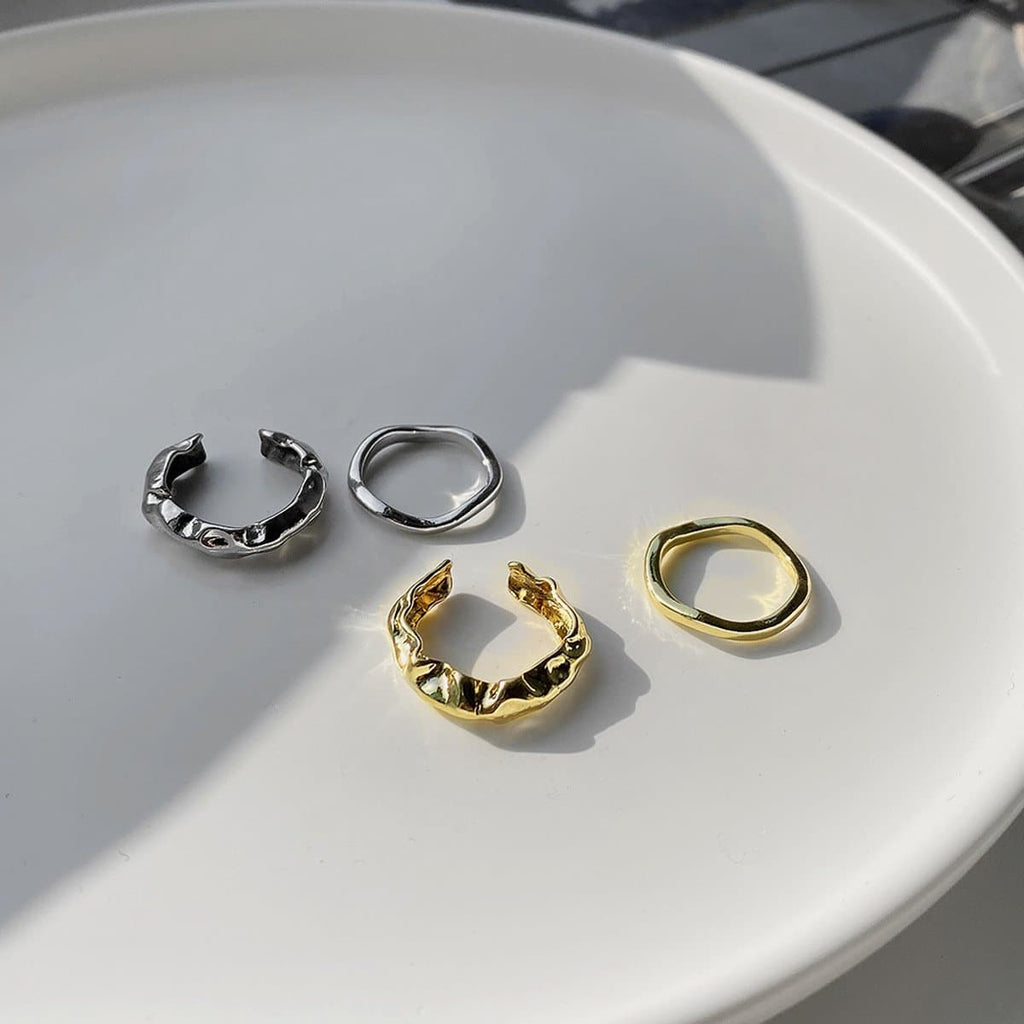 Ruched solid 2 pcs open ring