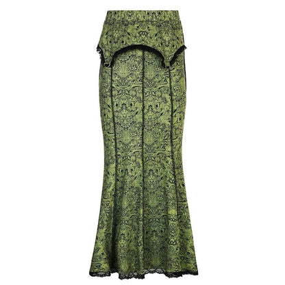 Stitch lace hem abstract contrast maxi skirt