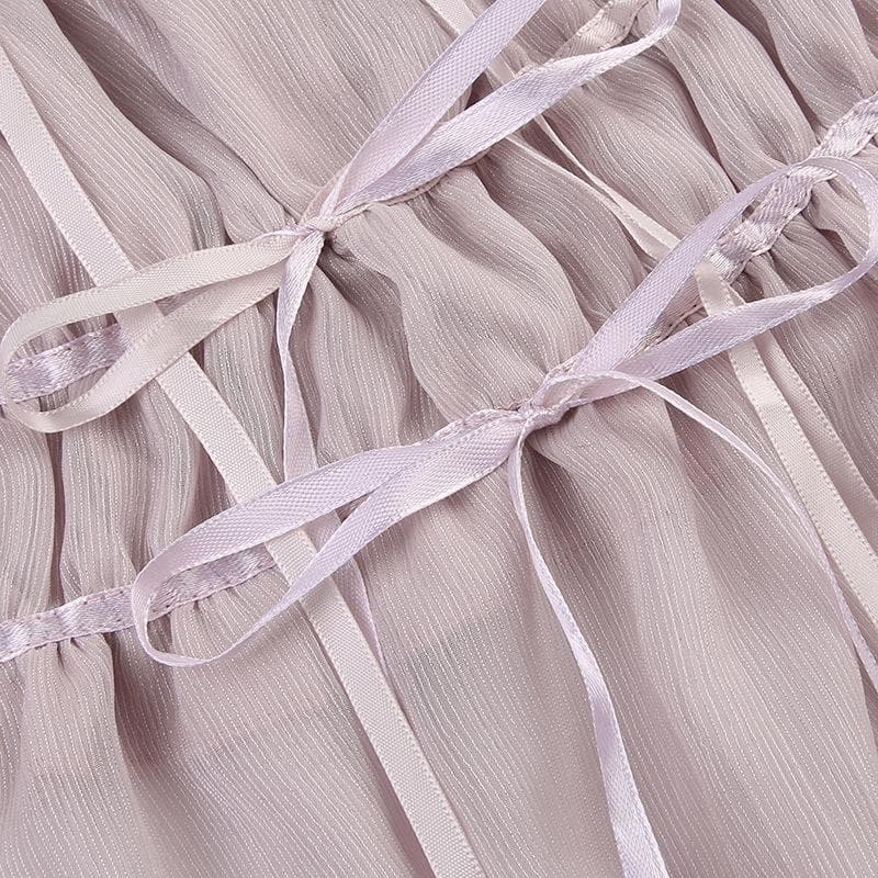 Chiffon-Camisole mit plissiertem Rüschensaum und Spitzenknopf 