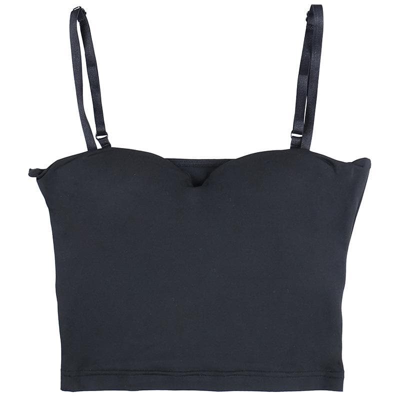 Solid v neck backless cami crop top