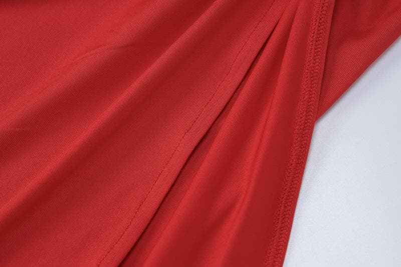 Gonna lunga con spacco annodato, applicazione floreale e incrocio sul davanti 