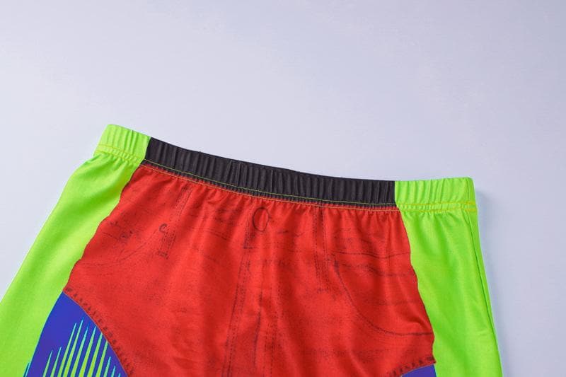 Abstract Contrast Medium Rise Mini Skirt