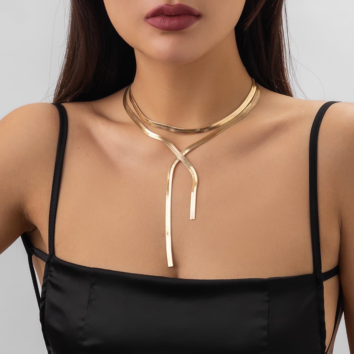 Snake cross layered choker necklace