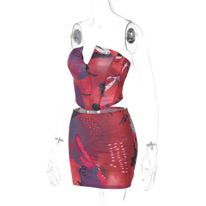 Minigonna a vita bassa con corsetto senza schienale e cerniera a contrasto 