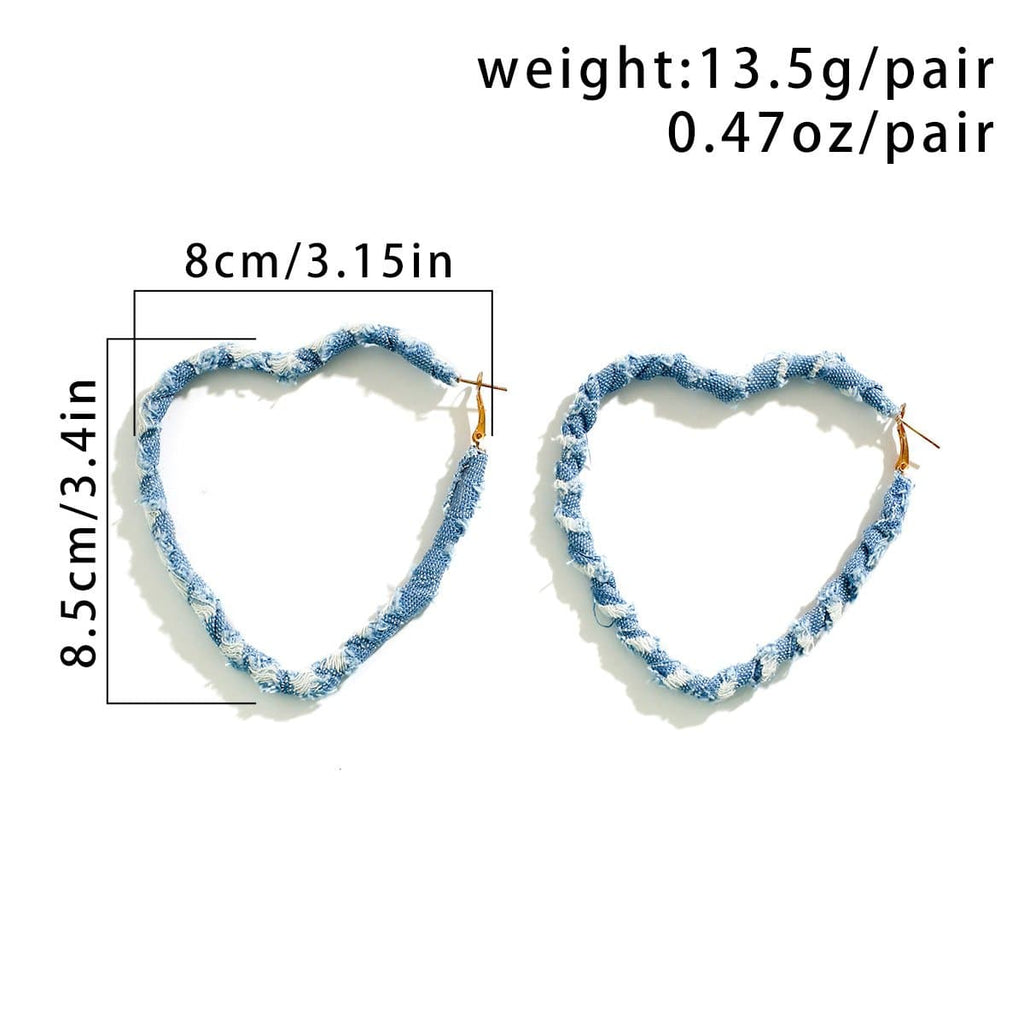 Denim heart earrings