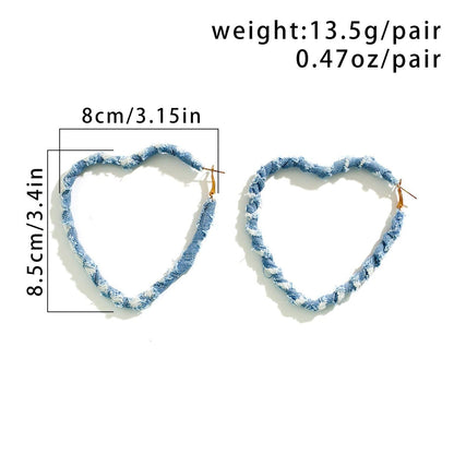 Denim heart earrings