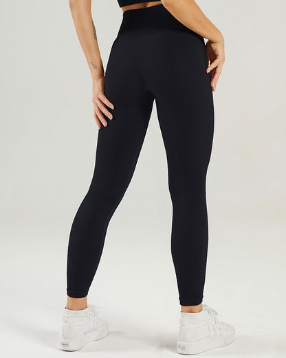 Leggings senza cuciture a coste Nieve - Nero