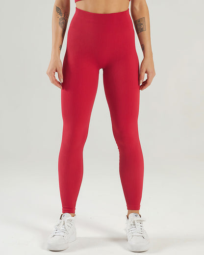 Leggings senza cuciture a coste Nieve - Cardinale
