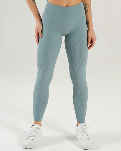 Leggings senza cuciture a coste Nieve - Ginepro