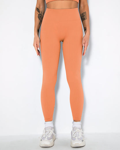 Leggings senza cuciture a coste Nieve - Mandarino
