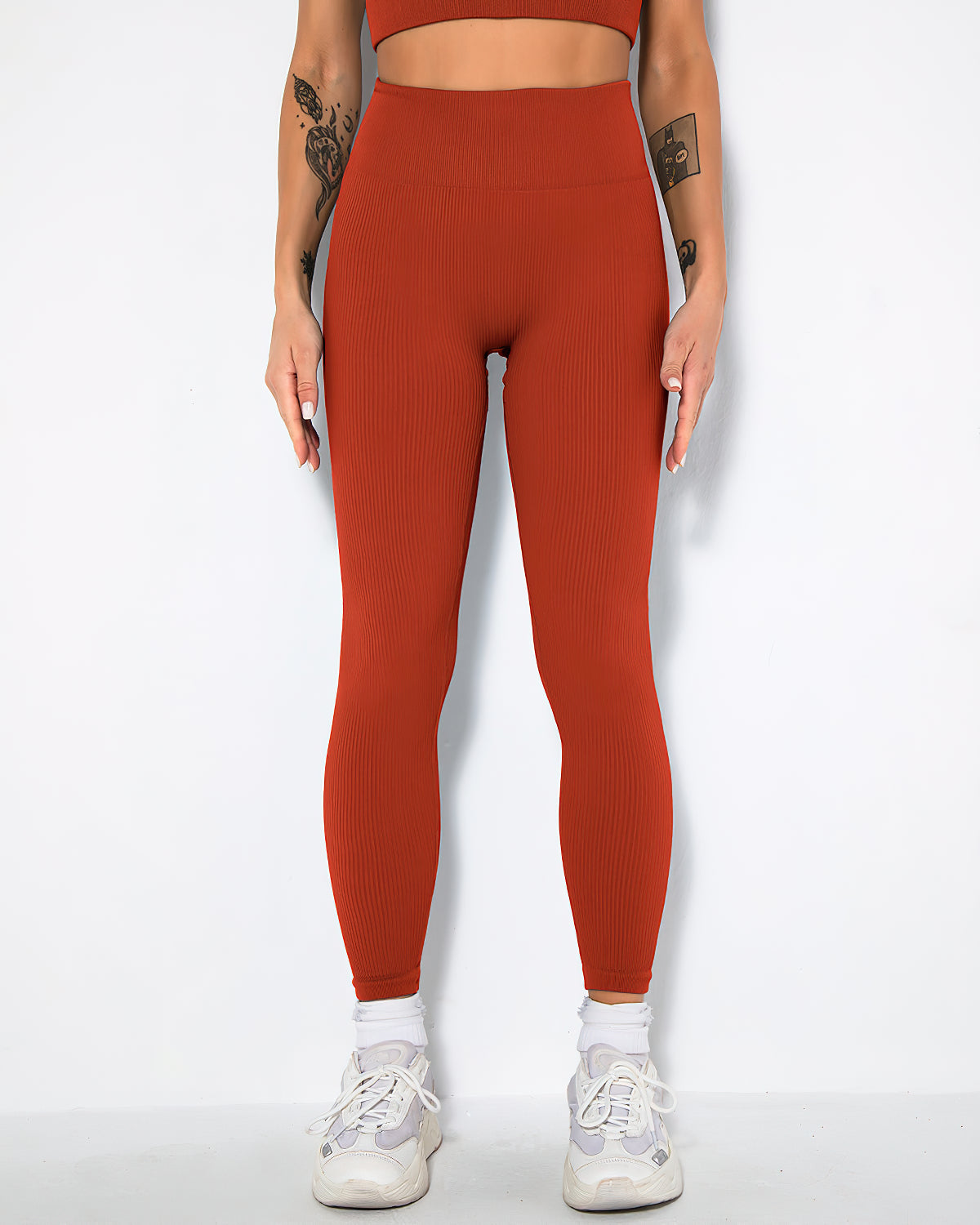 Leggings senza cuciture a coste Nieve - Rosso scuro