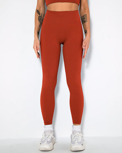 Leggings senza cuciture a coste Nieve - Rosso scuro