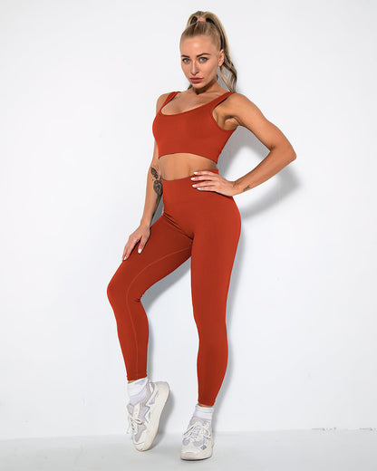 Leggings senza cuciture a coste Nieve - Rosso scuro