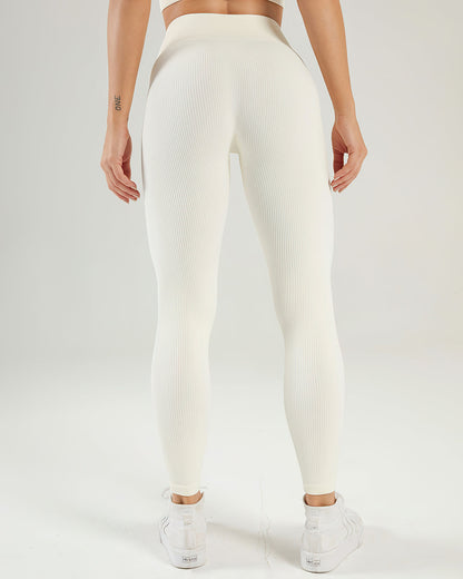 Leggings senza cuciture a coste Nieve - Beige