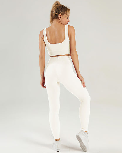 Leggings senza cuciture a coste Nieve - Beige