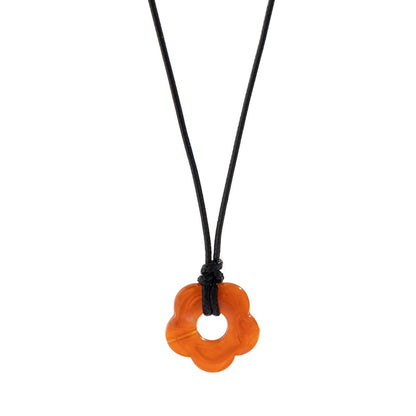 Flower Pendant Cord Necklace