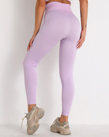 Leggings senza cuciture a coste Qiara - Viola