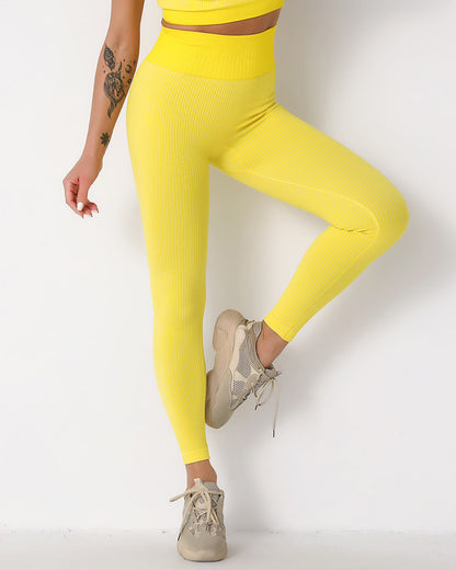 Leggings senza cuciture a coste Qiara - Giallo