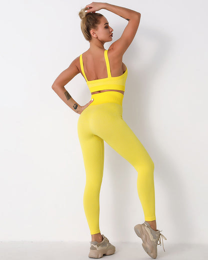 Leggings senza cuciture a coste Qiara - Giallo