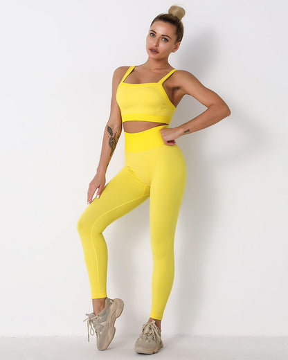 Leggings senza cuciture a coste Qiara - Giallo