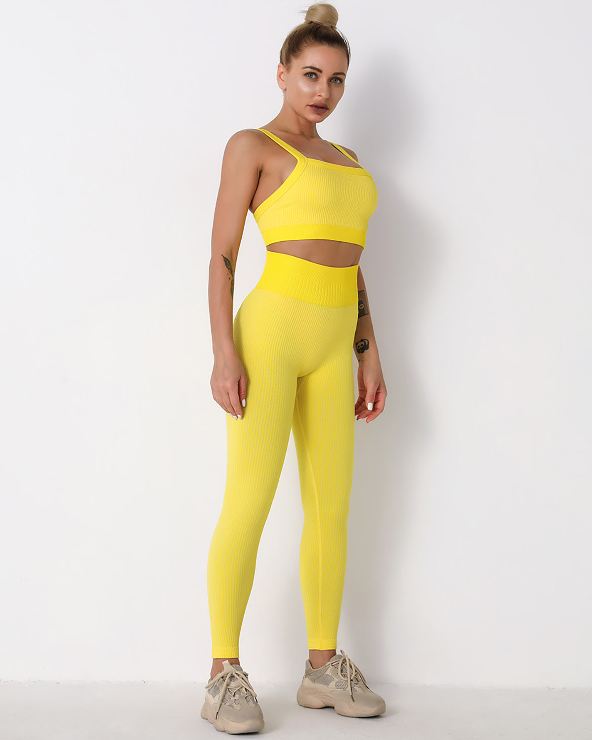 Leggings senza cuciture a coste Qiara - Giallo