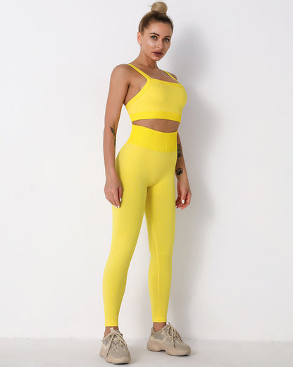 Leggings senza cuciture a coste Qiara - Giallo