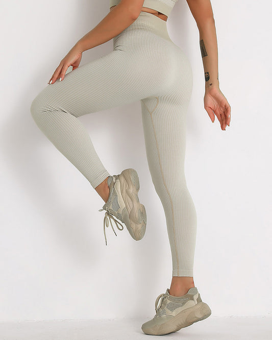 Leggings senza cuciture a coste Qiara - Cachi