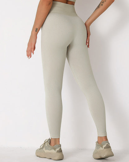 Leggings senza cuciture a coste Qiara - Cachi