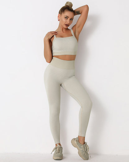 Leggings senza cuciture a coste Qiara - Cachi