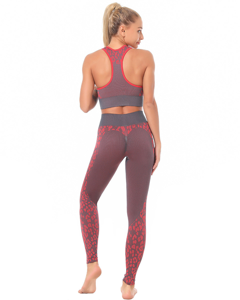 Leggings senza cuciture River Leopard - Rosso