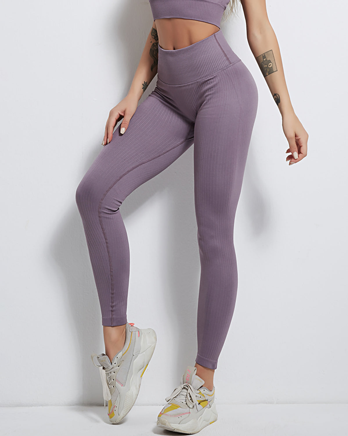 Leggings senza cuciture a coste Rozy - Viola