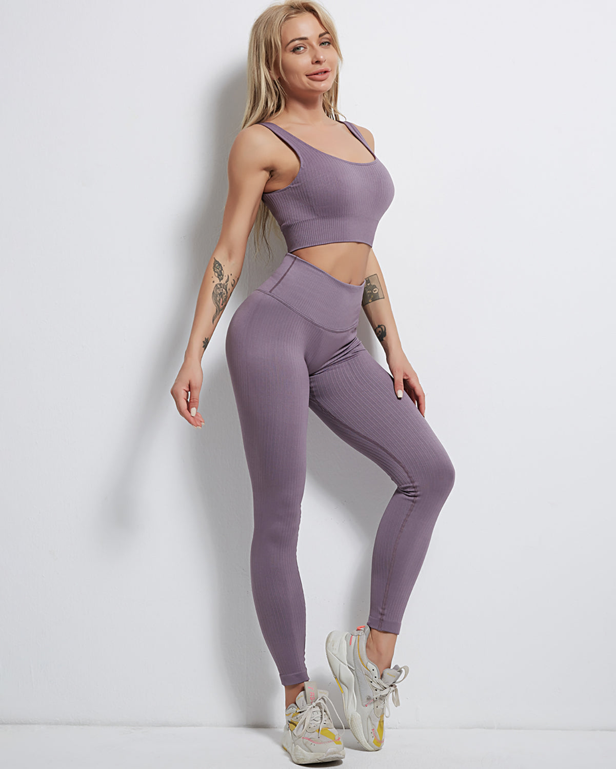 Leggings senza cuciture a coste Rozy - Viola