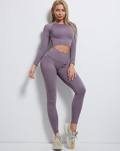 Leggings senza cuciture a coste Rozy - Viola
