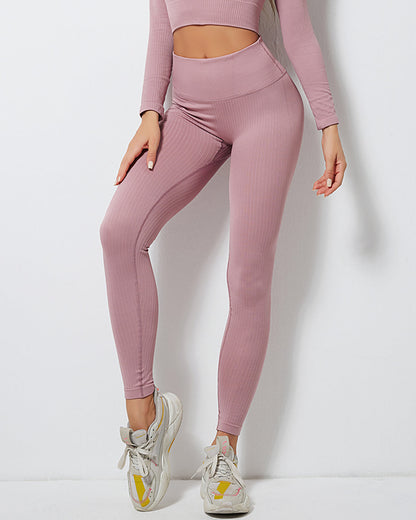 Leggings senza cuciture a coste Rozy - Rosa