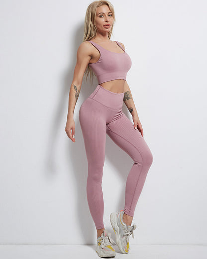 Leggings senza cuciture a coste Rozy - Rosa