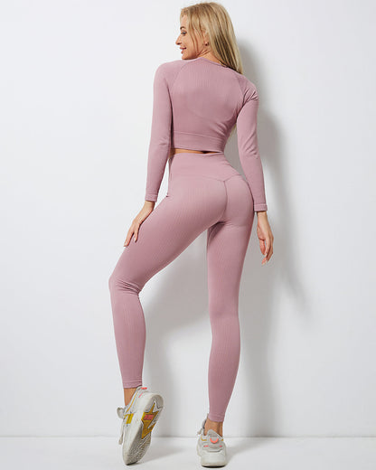 Leggings senza cuciture a coste Rozy - Rosa