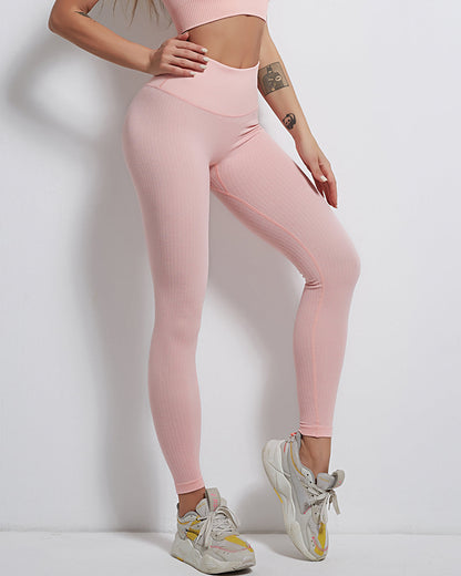 Leggings senza cuciture a coste Rozy - Rosa