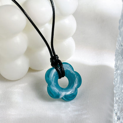 Flower Pendant Cord Necklace