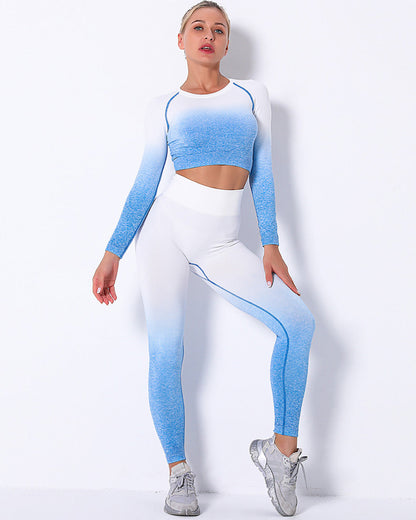 Leggings senza cuciture Yassi Ombre - Blu